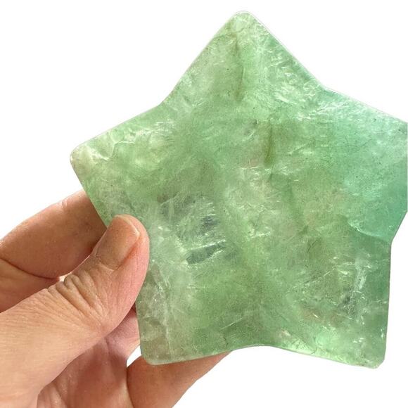 Green Flourite Crystal Star Shaped Ring Jewelry Dish Plate Decor Gemstone OS - Picture 4 of 14